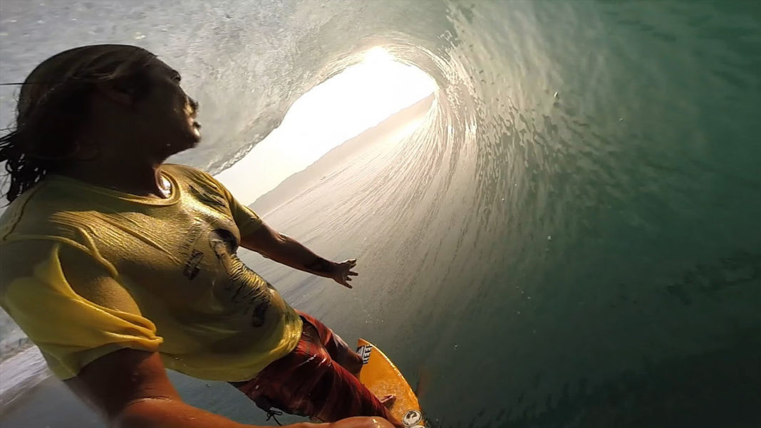 Mikala Jones inside the barrel